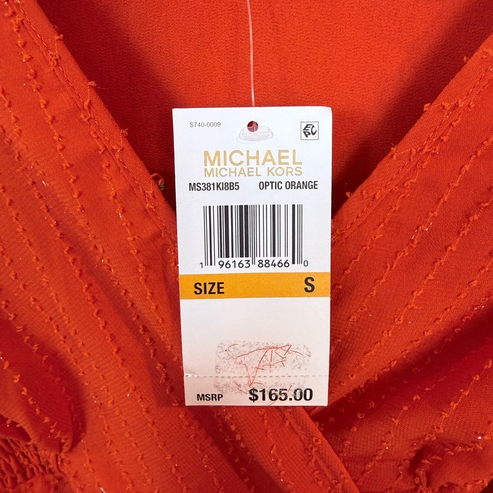 Michael Kors NWT Optic Orange Ruffle Dress Size S - Picture 4 of 14